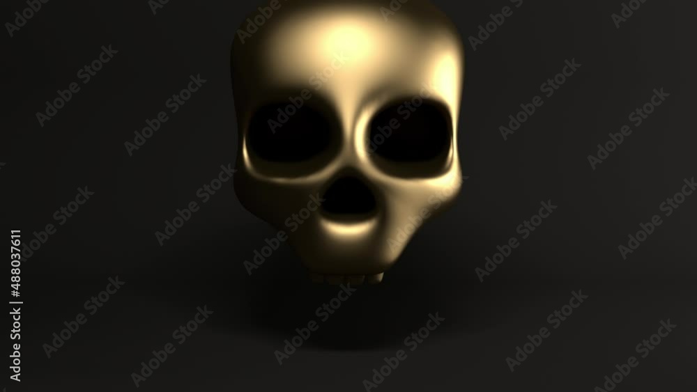 Poster abstract black background with golden skull. abstract loop animation