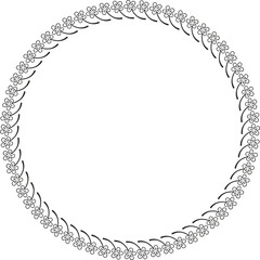 Round frame. Circle Ornamental decorative frame with floral element