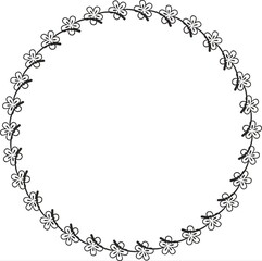 Round frame. Circle Ornamental decorative frame with floral element