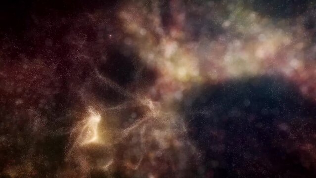 Organic Fluid Cosmos Particular Background Loop/ 4k animation of an abstract wallpaper galaxy landscape background of organic fluid particles flowing and space light with depth of field seamless loopi