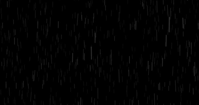 Rain animation on black background for overlay motion background rainny season