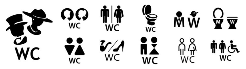 Vector pictogram public toilet and wc logo - obrazy, fototapety, plakaty