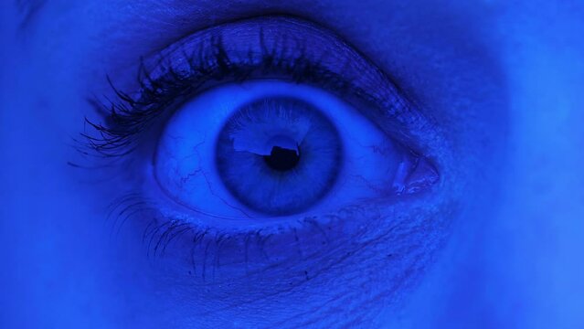 Macro shot of girl eye with a worried look