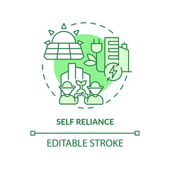 Self reliance green concept icon. Green technology. Sustainable city design abstract idea thin line illustration. Isolated outline drawing. Editable stroke. Arial, Myriad Pro-Bold fonts used