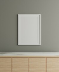 empty frame on green wall and dresser