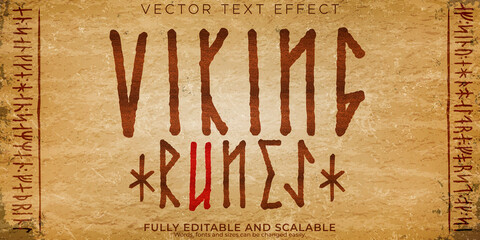 Fototapeta Viking text effect, editable rune alphabet text style obraz