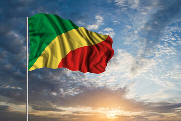 Waving National flag of Republic of the Congo - 488041883
