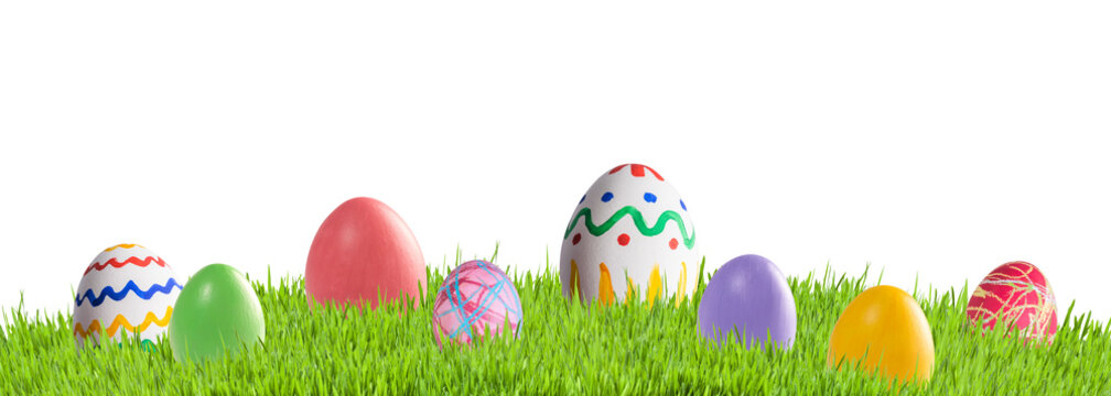 Painted eggs isolated on white