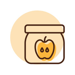 Jar of baby food with apple puree vector icon