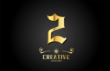 golden 2 number icon logo design. Creative template for business