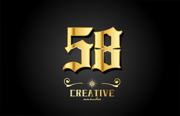golden 58 number icon logo design. Creative template for business