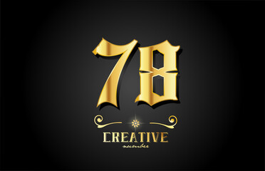 golden 78 number icon logo design. Creative template for business