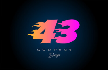 pink blue 43 number icon logo design. Creative template for business