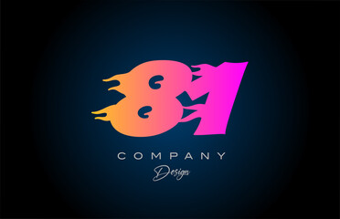 pink blue 81 number icon logo design. Creative template for business