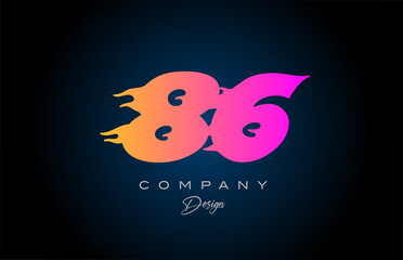 pink blue 86 number icon logo design. Creative template for business