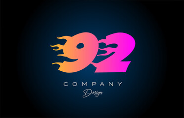 pink blue 92 number icon logo design. Creative template for business - obrazy, fototapety, plakaty