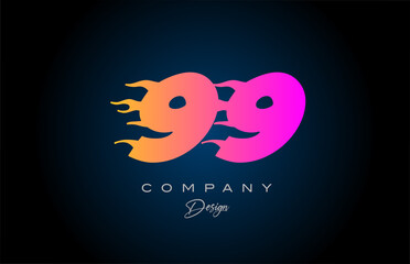 pink blue 99 number icon logo design. Creative template for business - obrazy, fototapety, plakaty