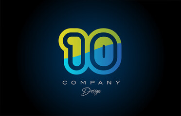 10 green blue number logo icon design. Creative template for company and business