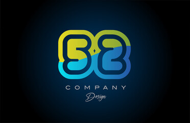 52 green blue number logo icon design. Creative template for company and business