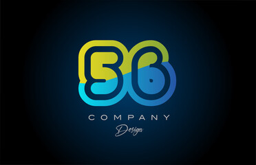 56 green blue number logo icon design. Creative template for company and business