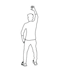 Standing on a white background the young welcome vector detached