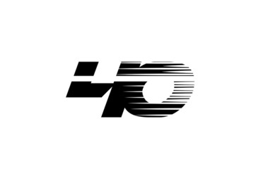 black and white simple 40 number logo icon design. Creative template for company and business