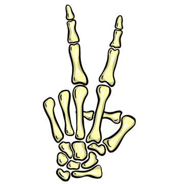 Cartoon Skeleton Hand Gesture Illustration Vector for Halloween