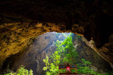 Phraya Nakhon Cave is the most popular attraction is a four-gabled pavilion constructed during the reign of King Rama its beauty and distinctive identity the pavilion at Prachuap Khiri Khan,Thailand