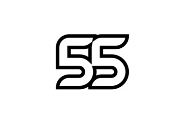 black and white line 55 number logo icon design. Creative template for business and company