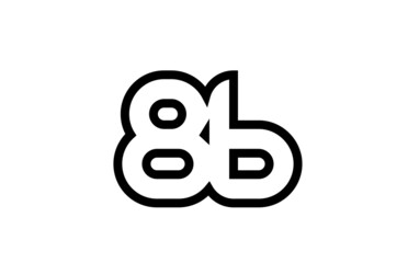 black and white line 86 number logo icon design. Creative template for business and company