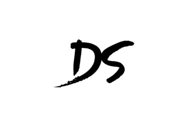 DS alphabet letter logo icon design in black and white. Grunge handwritten letter combination for company or business