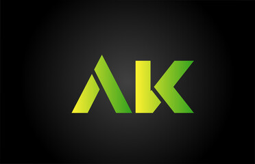 green AK alphabet letter icon logo design. Creative letter combination for company or business