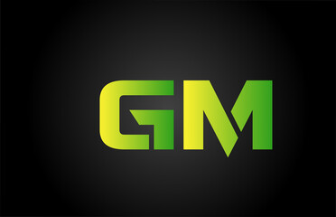 green GM alphabet letter icon logo design. Creative letter combination for company or business