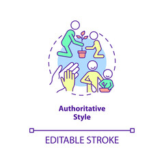 Authoritative style concept icon. Parental involvement in child wellbeing abstract idea thin line illustration. Isolated outline drawing. Editable stroke. Arial, Myriad Pro-Bold fonts used
