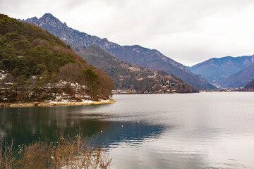 The south shore of Lago di Ledro close to Pur village near Riva del Garda on Lake Garda, Trentino-Alto Adige, north east Italy
