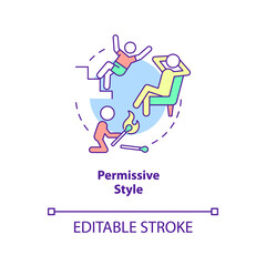 Permissive style concept icon. Parenthood and child welfare abstract idea thin line illustration. Parenting style. Isolated outline drawing. Editable stroke. Arial, Myriad Pro-Bold fonts used