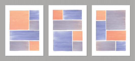 Soft colourful watercolor tiles mosaic vector set