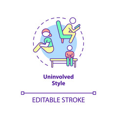 Uninvolved style concept icon. Parenting strategy for raising children abstract idea thin line illustration. Isolated outline drawing. Editable stroke. Arial, Myriad Pro-Bold fonts used