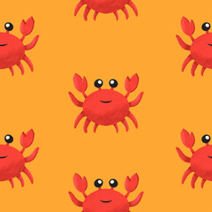 Cute Childish Sea Crab Seamless Pattern