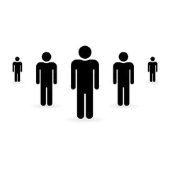 Social Human Team Leader Black Silhouette Icon. Group of People Symbol. Community Business Teamwork Icon. Crowd of Persons Sign. Public Corporate Members Pictogram. Isolated Vector Illustration