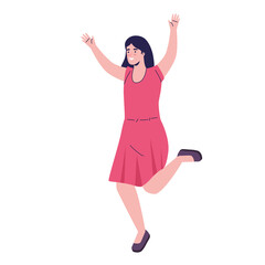 happy woman jumping in air