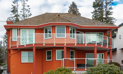 Luxury house in Vancouver, Canada in overcast cloudy day