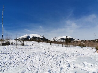 open field with snow