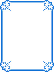 Vector blue border frame. Background or book page. Simple rectangular billboard, plaque, signboard or label 