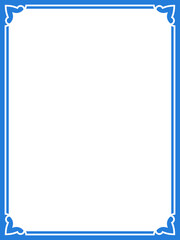 Vector blue border frame. Background or book page. Simple rectangular billboard, plaque, signboard or label 