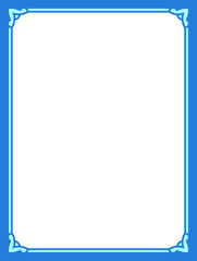 Vector blue border frame. Background or book page. Simple rectangular billboard, plaque, signboard or label 