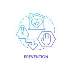 Prevention blue gradient concept icon. Support ill patient condition. Palliative care stage abstract idea thin line illustration. Isolated outline drawing. Myriad Pro-Bold fonts used