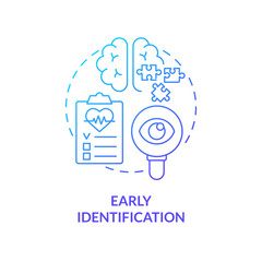 Early identification blue gradient concept icon. Patient service. Stage of palliative care abstract idea thin line illustration. Isolated outline drawing. Myriad Pro-Bold fonts used