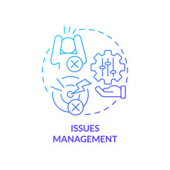 Issues management blue gradient concept icon. Solving health problem. Palliative care stage abstract idea thin line illustration. Isolated outline drawing. Myriad Pro-Bold fonts used