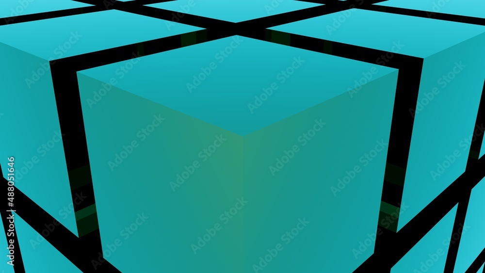 Poster cubic green abstraction. background or screen saver on your desktop. rendering.